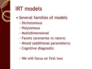 Introduction to Item Response Theory | PPTX