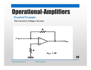 Operational-Amplifiers
Practical Example
The Current to Voltage Converter
Eng:Mohamed Loay Ali Basic Electronics
60
 