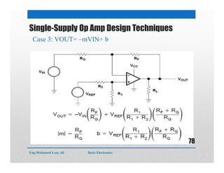 Single-Supply Op Amp Design Techniques
Case 3: VOUT= –mVIN+ b
Eng:Mohamed Loay Ali Basic Electronics
78
 