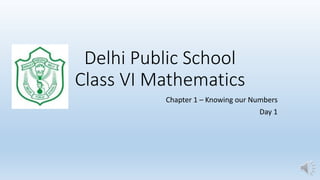 Delhi Public School
Class VI Mathematics
Chapter 1 – Knowing our Numbers
Day 1
 