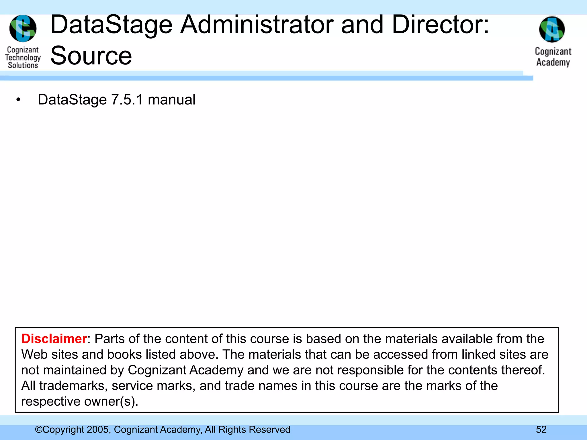 Day 1 Data Stage Administrator And Director 11.0