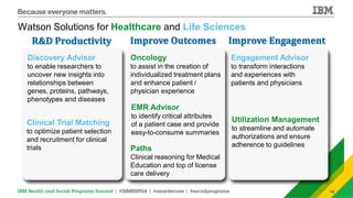Watson Atributes IBM Health and Social Programs Summit: IBM Commitment & investment in ...