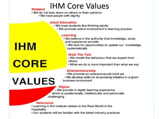Hospitality Values Examples Day 1 in a Hospitality College | PPTX