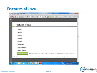 Page 39Classification: Restricted
Features of Java
3
9
 