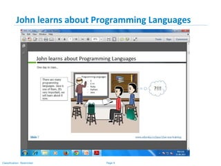 Page 4Classification: Restricted
John learns about Programming Languages
 