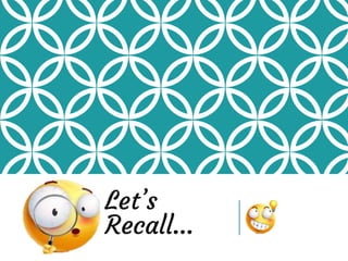 Let’s
Recall…
 