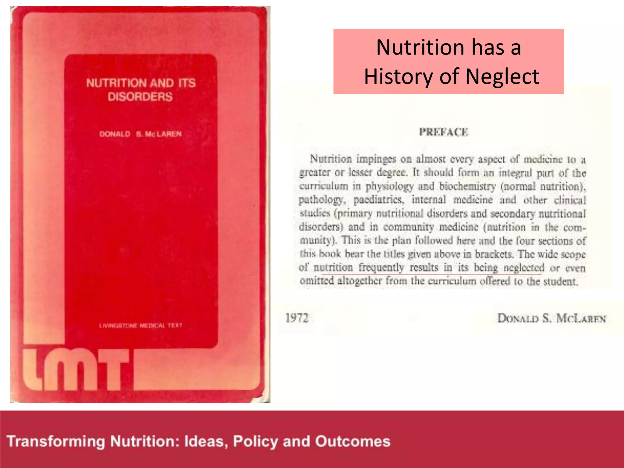 Nutrition has a
History of Neglect
 