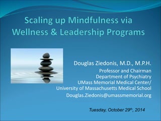 Douglas Ziedonis, M.D., M.P.H. 
Professor and Chairman 
Department of Psychiatry 
UMass Memorial Medical Center/ 
University of Massachusetts Medical School 
Douglas.Ziedonis@umassmemorial.org 
Tuesday, October 29th, 2014 
 