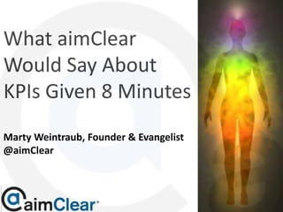 What aimClear
Would Say About
KPIs Given 8 Minutes
Marty Weintraub, Founder & Evangelist
@aimClear
 