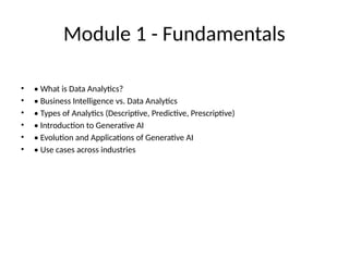 Fundamentals of Data Analytics & Generative AI | PPTX