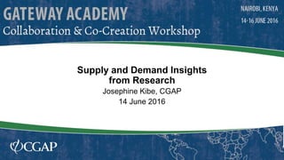 Supply and Demand Insights
from Research
Josephine Kibe, CGAP
14 June 2016
 