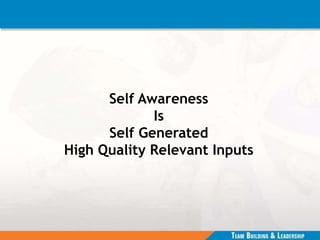 Self Awareness
Is
Self Generated
High Quality Relevant Inputs
 