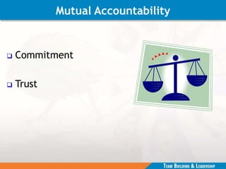 Mutual Accountability
 Commitment
 Trust
 