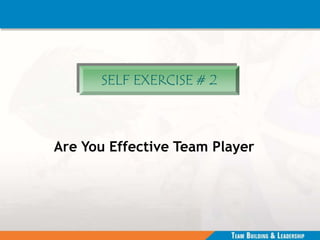 Are You Effective Team Player
SELF EXERCISE # 2
 