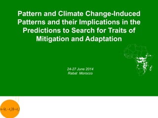    ppa   1
Pattern and Climate Change-Induced
Patterns and their Implications in the
Predictions to Search for Traits of
Mitigation and Adaptation
24-27 June 2014
Rabat Morocco
 
