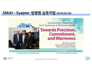 © 2019, Amazon Web Services, Inc. or its affiliates. All rights reserved.
SNUH – Syapse: 암병원 심포지엄 (2016.03.25)
 