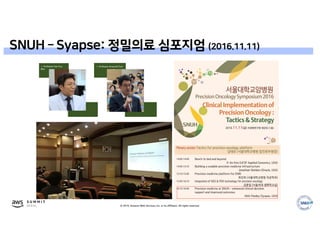 © 2019, Amazon Web Services, Inc. or its affiliates. All rights reserved.
SNUH – Syapse: 정밀의료 심포지엄 (2016.11.11)
 