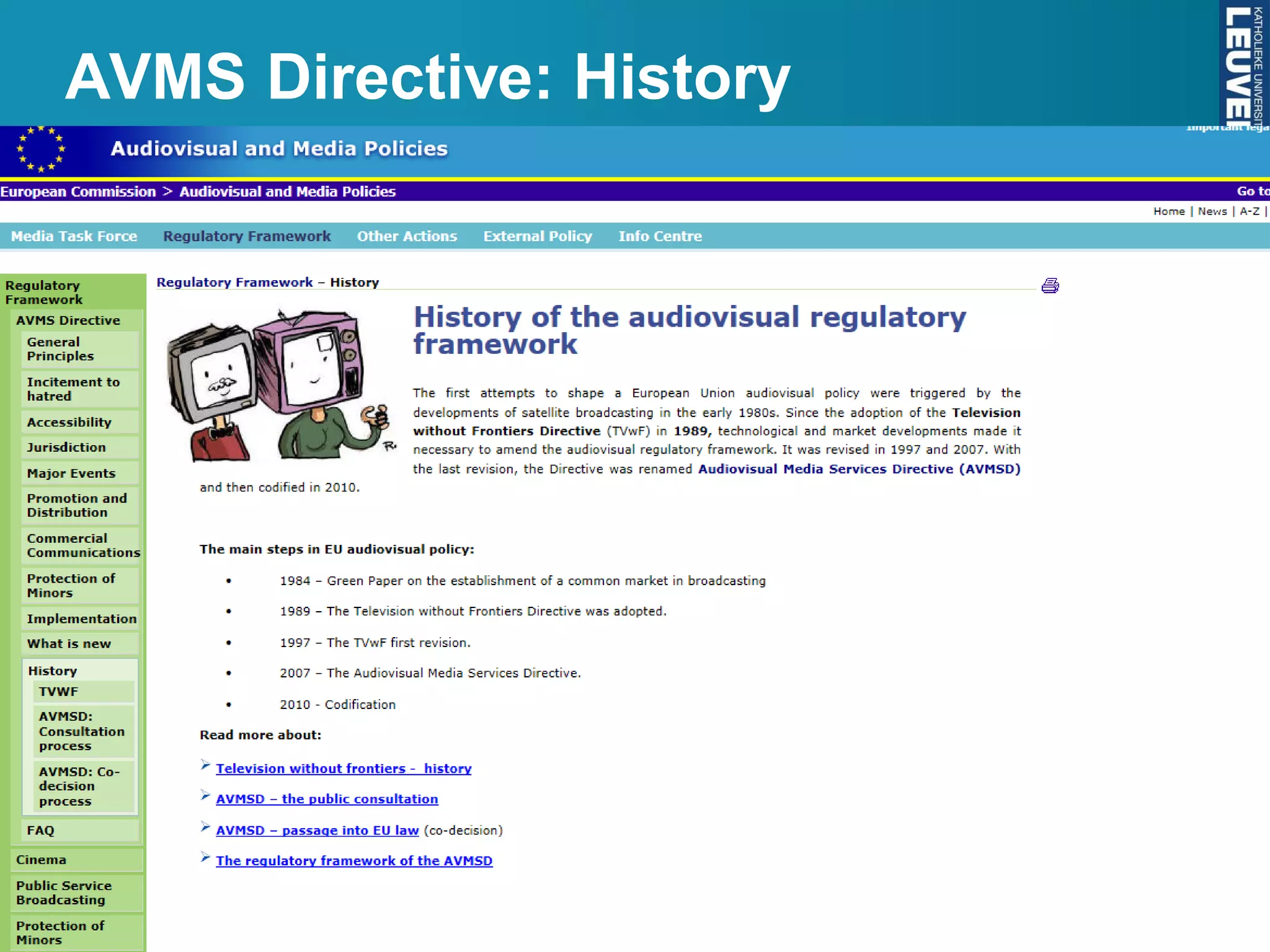 AVMS Directive: History
 