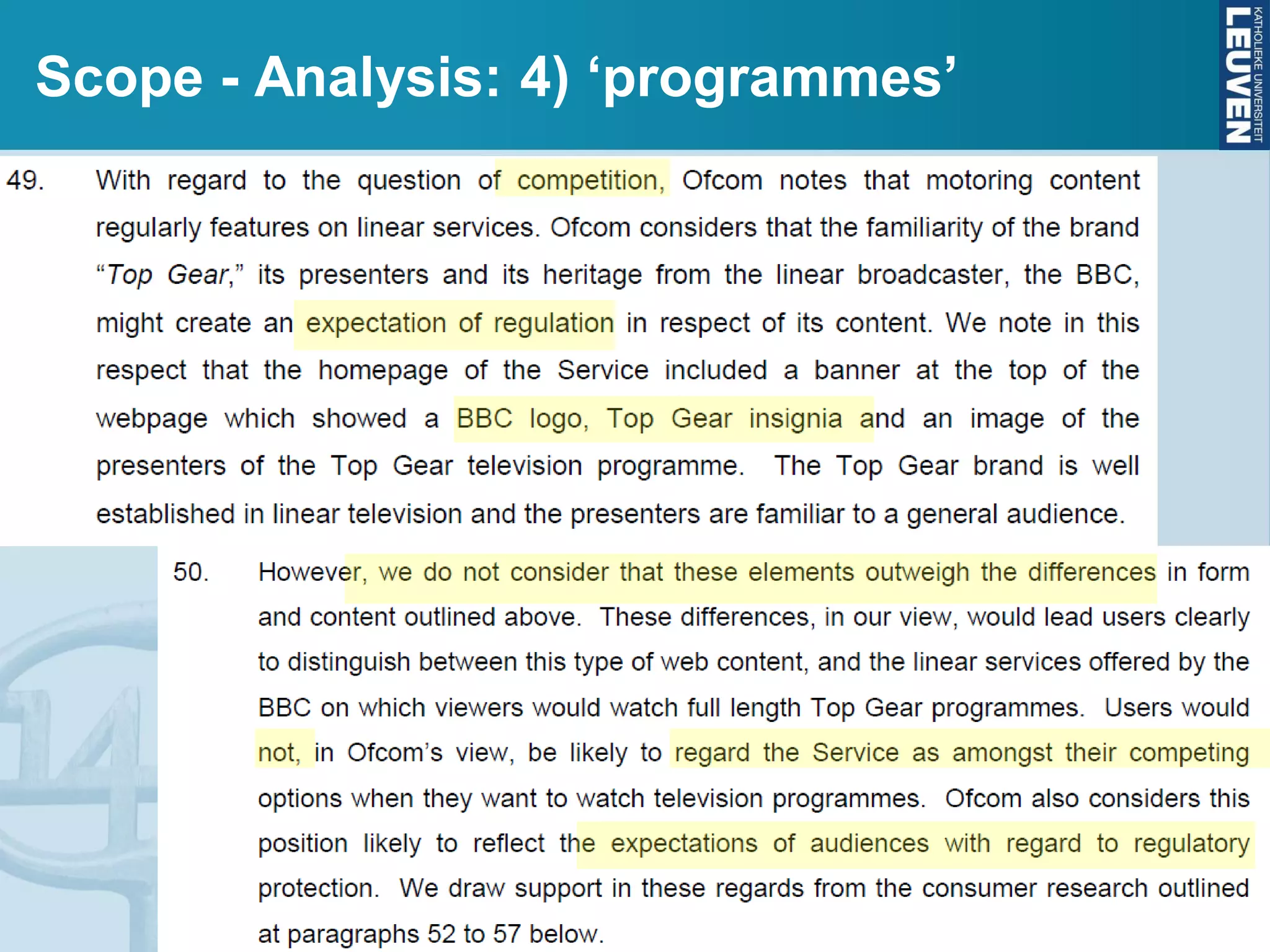 Scope - Analysis: 4) ‘programmes’
 