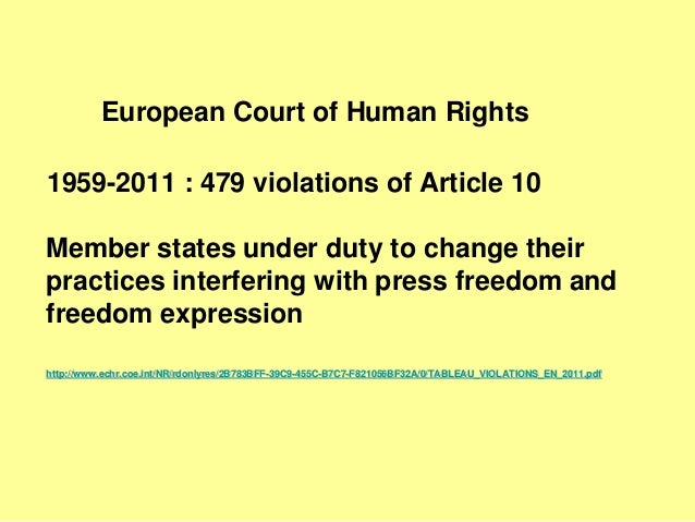 Freedom Of Expression Media And Journalism Under The European Human