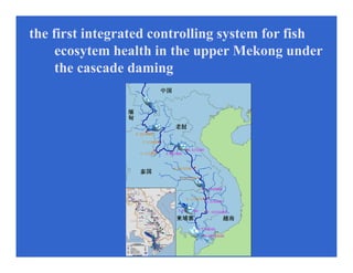 the first integrated controlling system for fish
ecosytem health in the upper Mekong under
the cascade daming
 