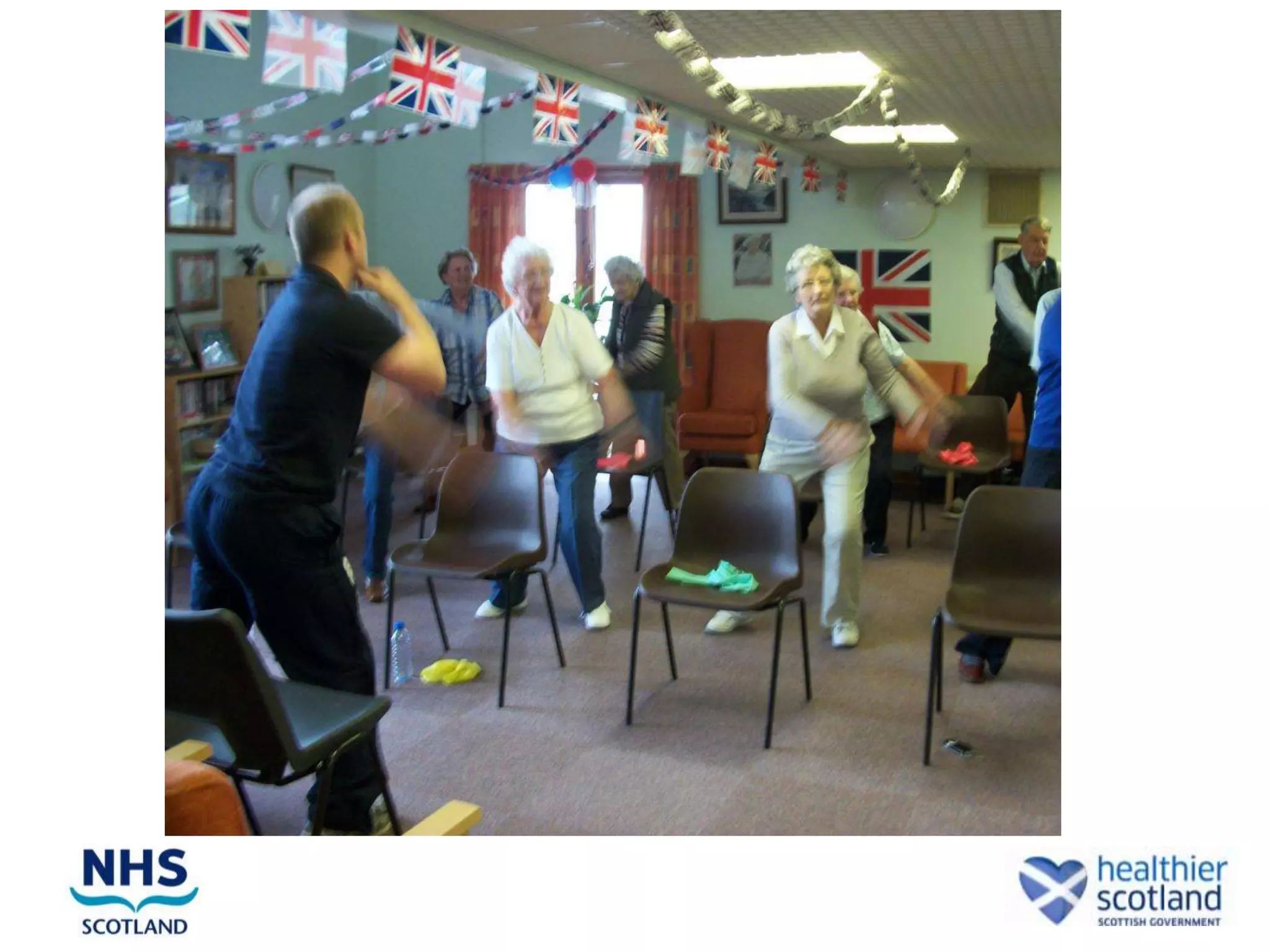 CHAIR BASED EXERCISE
                the EVIDENCE
• Strength and Power (Fiatarone 1990, 1994;
  Skelton 1995, 1996)
• Flexability and Functional Ability (McMurdo
  1993; Skelton 1995, 1996)
• Arthritic Pain (Hochberg 1995) & Postural
  Hypotension (Millar 1999)
• Depression (McMurdo 1993)
• Rehabilitation following hip fracture
  (Nicholson 1997)
 