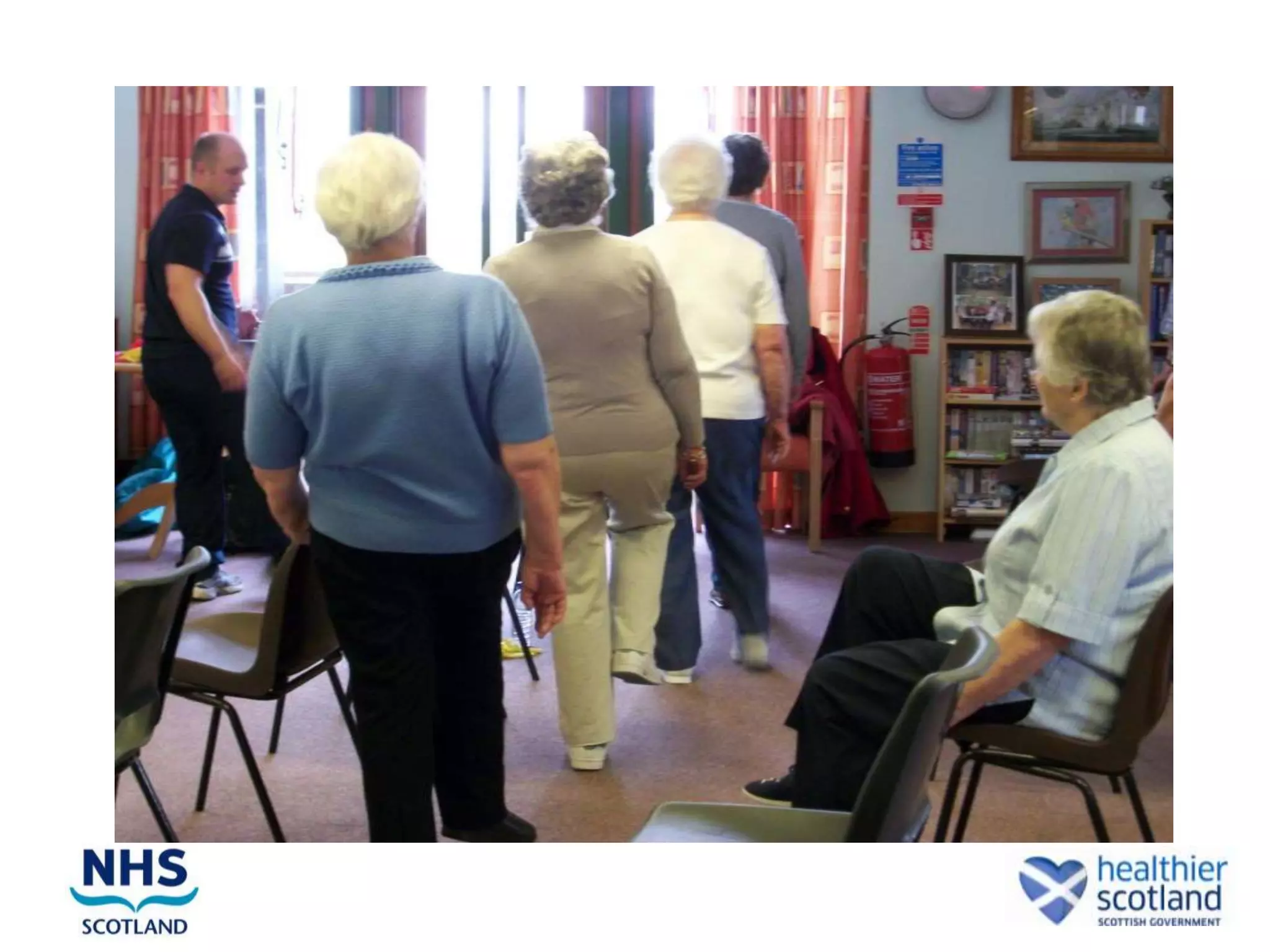 NUMBER CRUNCHING

• Approximately 46 groups per month

• An average of over 450 older people
  attending per month

• Over 75% did not previously attend formal
  exercise group.

• Approximately 80% report some form of
  health issue ranging from painful joints to
  acknowledged long term conditions
 