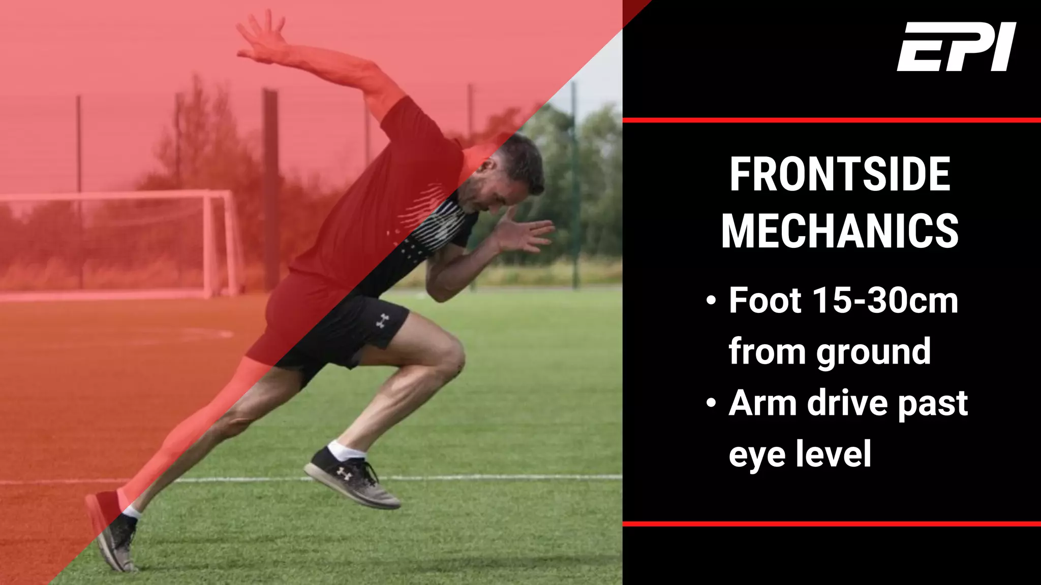FRONTSIDE
MECHANICS
• Foot 15-30cm
from ground
• Arm drive past
eye level
 