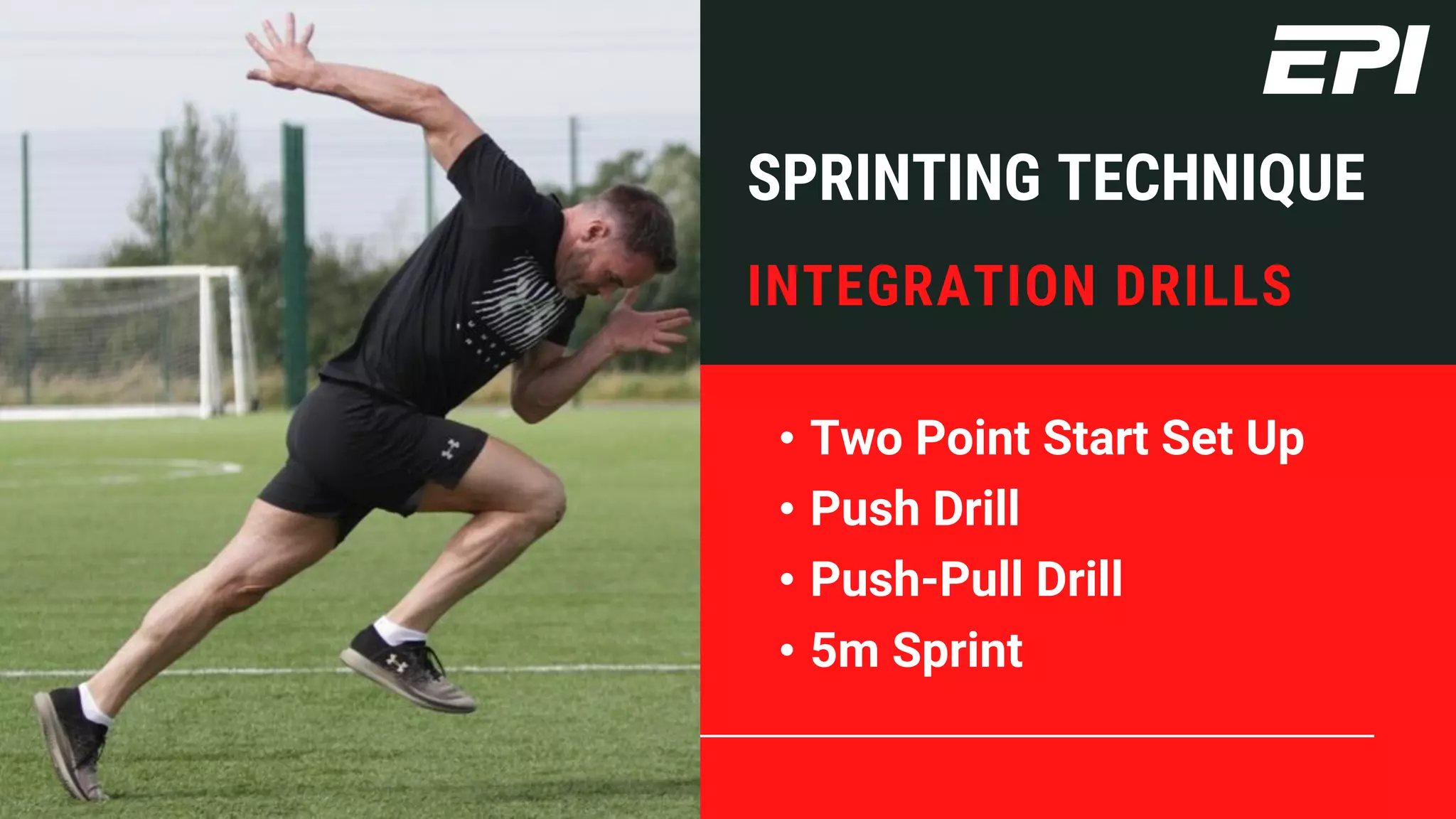 • Two Point Start Set Up
• Push Drill
• Push-Pull Drill
• 5m Sprint
INTEGRATION DRILLS
SPRINTING TECHNIQUE
 