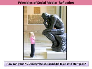 Principles of Social Media: Reflection




How can your NGO integrate social media tasks into staff jobs?
 