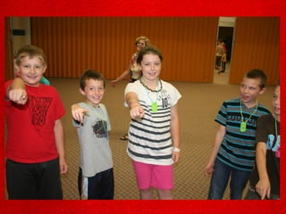 Kids pointing at camera
 