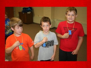 Kids pointing at themselves, as if
saying “Who, me?”
 