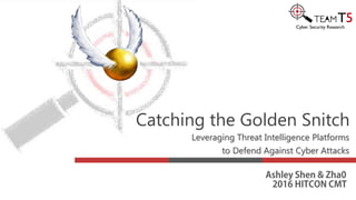 Catching the Golden Snitch
Leveraging Threat Intelligence Platforms
to Defend Against Cyber Attacks
 