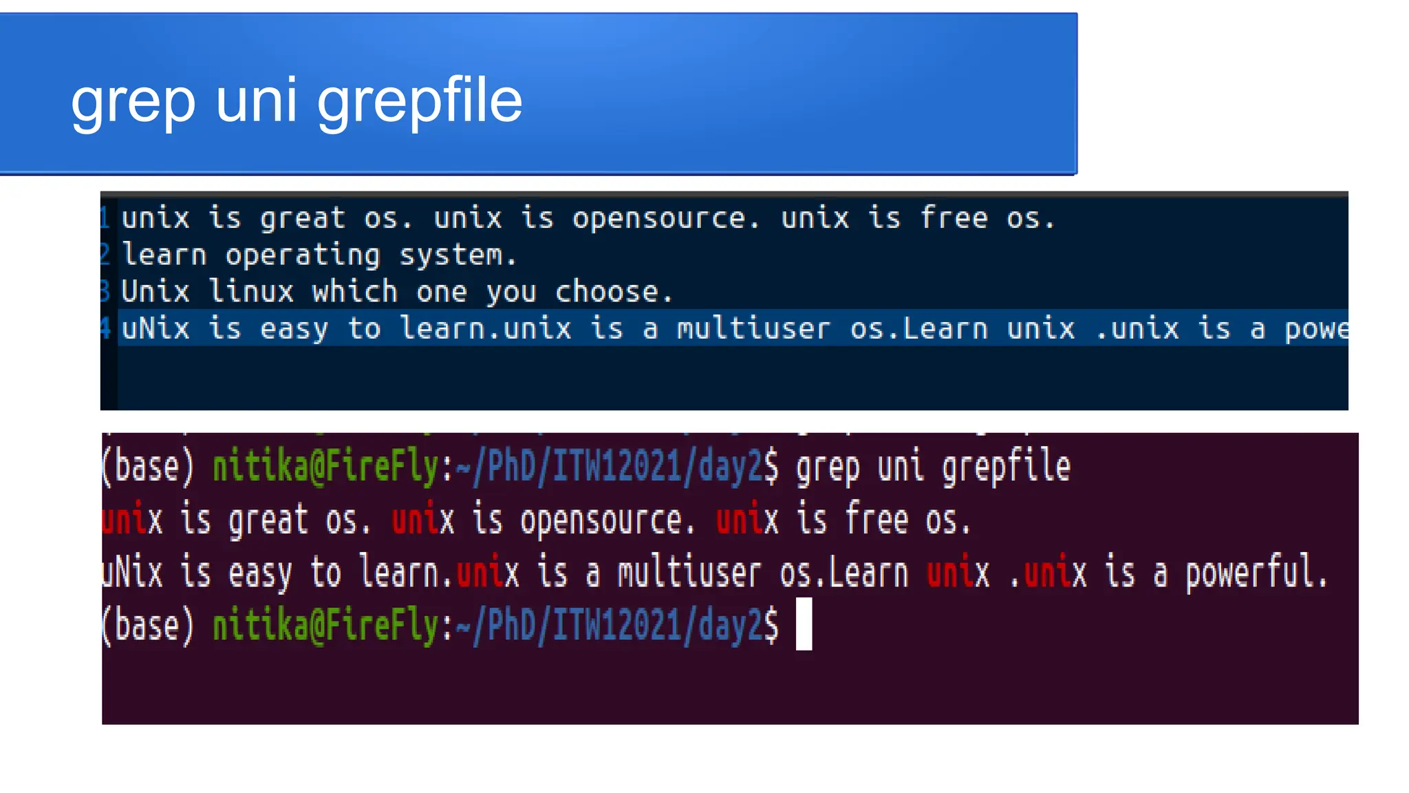 grep uni grepfile 