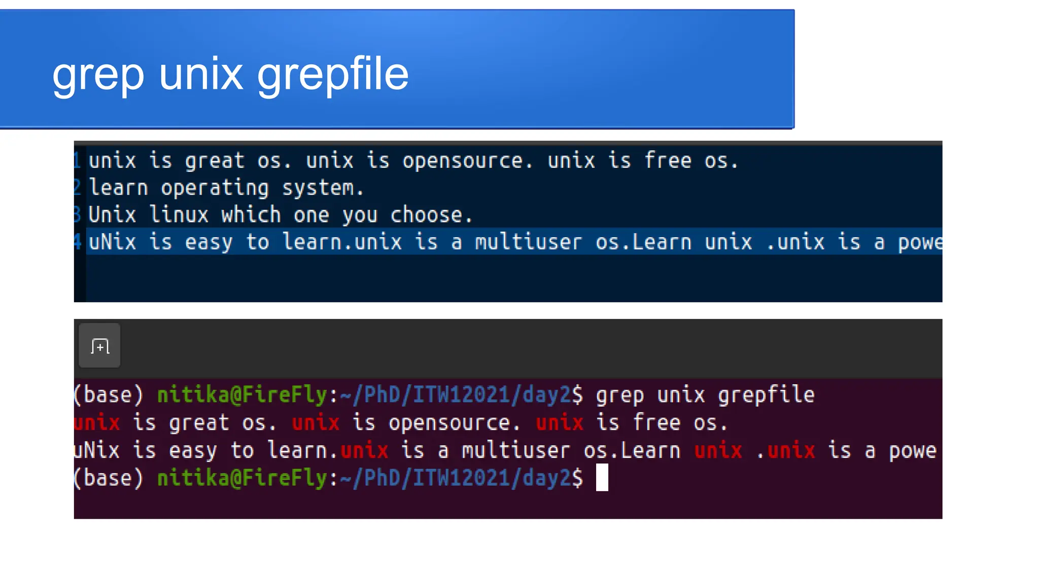 grep unix grepfile 