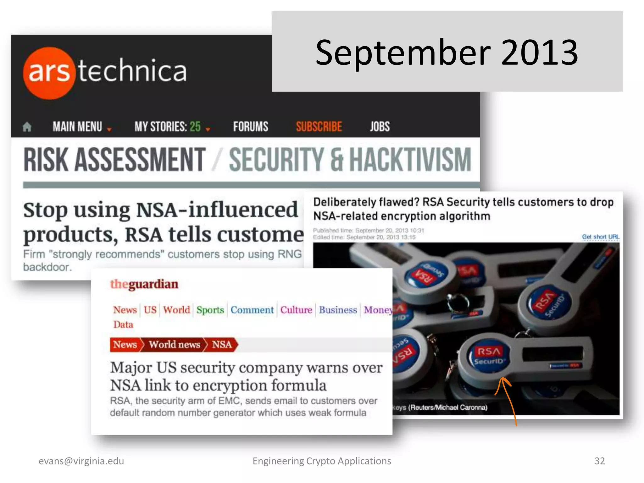 September 2013

evans@virginia.edu

Engineering Crypto Applications

32

 