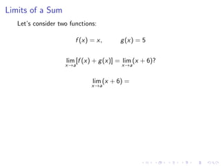 Day 2: Basic Properties of Limits | PDF