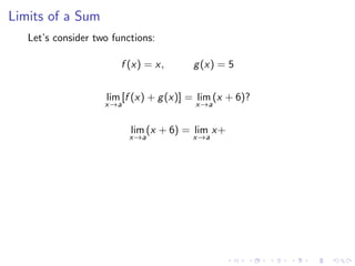 Day 2: Basic Properties of Limits | PDF