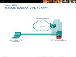 Presentation_ID 10© 2008 Cisco Systems, Inc. All rights reserved. Cisco Confidential
Types of VPNs
Remote Access VPNs (cont.)
 
