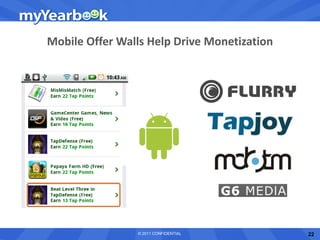 Mobile Offer Walls Help Drive Monetization




                © 2011 CONFIDENTIAL          22
 