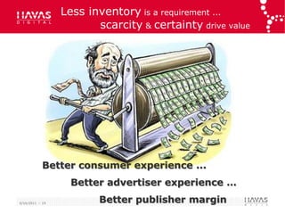 Less inventory is a requirement ...
                         scarcity & certainty drive value




            Better consumer experience ...
                    Better advertiser experience …
6/16/2011 :: 19          Better publisher margin
 