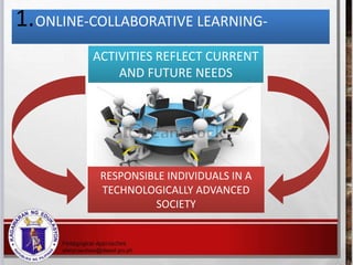 1.ONLINE-COLLABORATIVE LEARNING-
ACTIVITIES REFLECT CURRENT
AND FUTURE NEEDS
RESPONSIBLE INDIVIDUALS IN A
TECHNOLOGICALLY ...