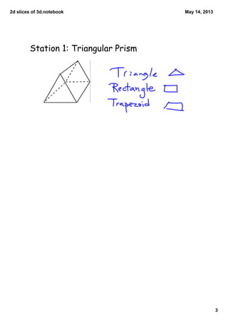 2dslicesof3d.notebook
3
May14,2013
Station 1: Triangular Prism
 
