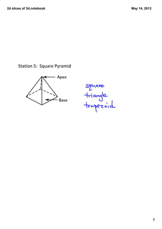 2dslicesof3d.notebook
7
May14,2013
Station5:SquarePyramid
 