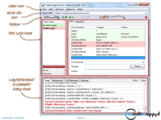 Page 32Classification: Restricted
Features of Selenium IDE
 