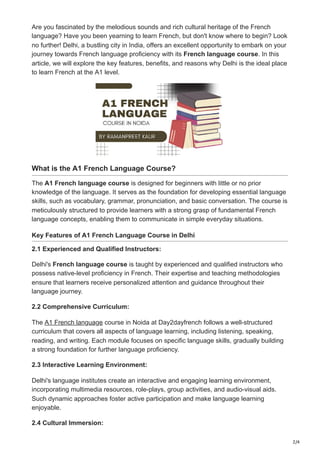 A1 French Language Course in Delhi | PDF