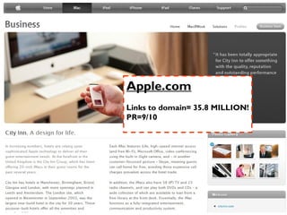 Apple.com
Links to domain= 35.8 MILLION!
PR=9/10
 