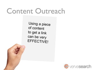 Content Outreach
      Using a piece
     of content
     to get a link
     can be very
     EFFECTIVE!
 