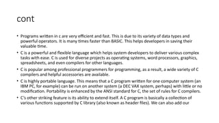 Comprehensive Introduction to C Programming and Language Concepts | PPTX