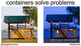 @bridgetkromhout #hashiconf
consistent development repeatable deployment
containers solve problems
 